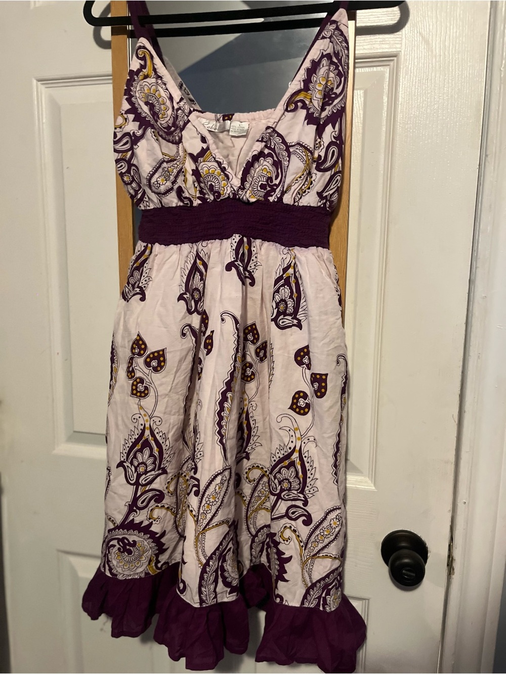 Size L Rebellion Boho Sundress, Y2K sundress, Paisley and Purple Summer Dress